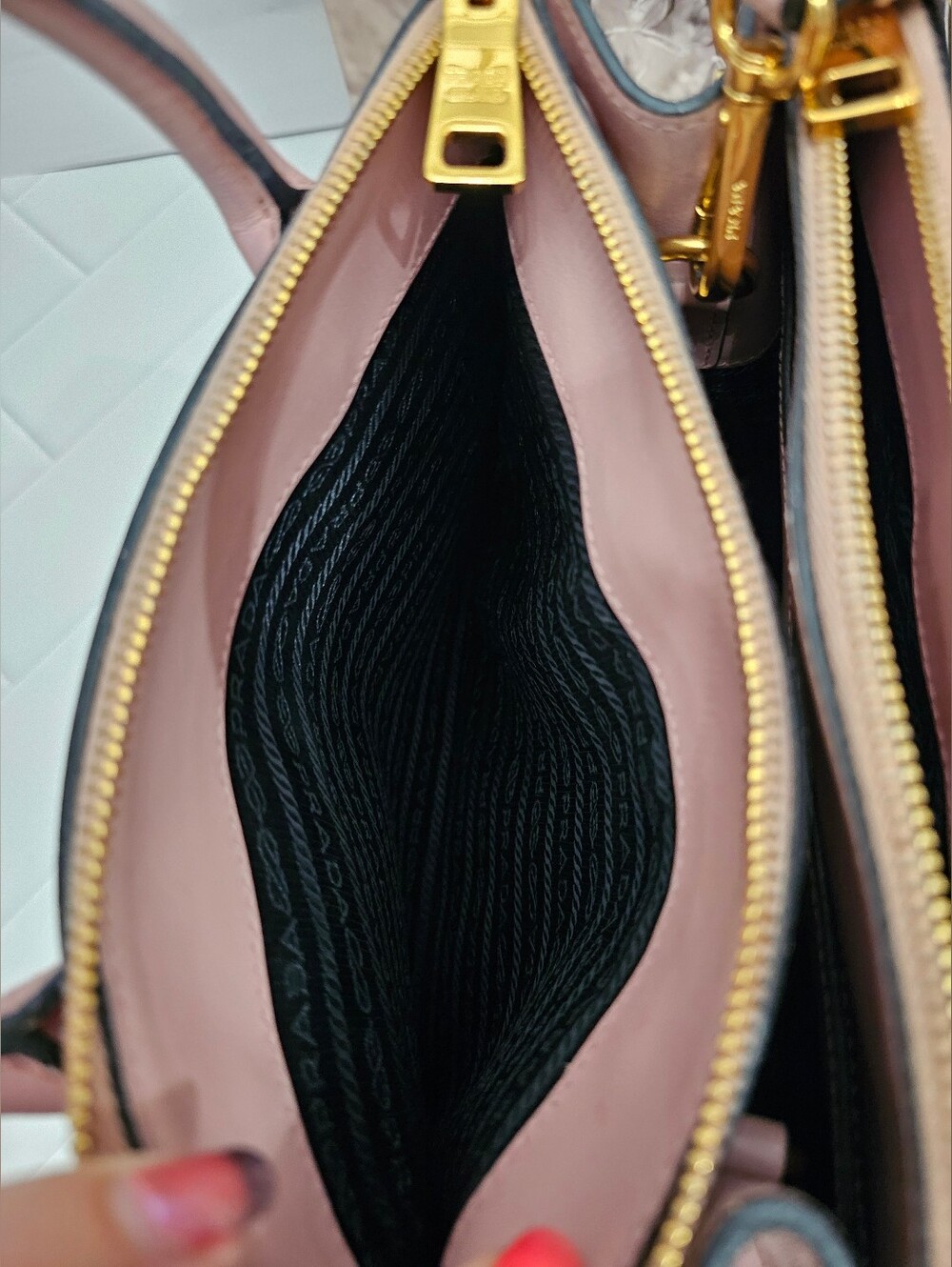Prada Paradigm Saffiano Leather Tote Pink Authentic Crossbody Satchel - Picture 9 of 15